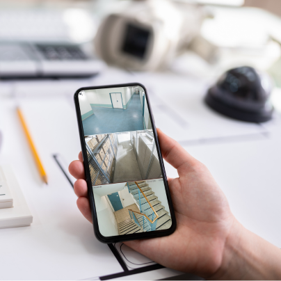 Manhattan security camera feed on cell phone